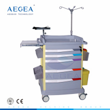 AG-ET017 six drawers with central locking key ABS body medical plastic hospital trolleys